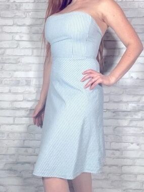 GUESS JEANS SIZE MEDIUM M BLUE WHITE STRIPED TUBE TOP DRESS LOT5718